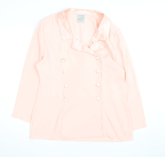 Classic Woman Pink Polyester Blazer Jacket UK 16 Womens