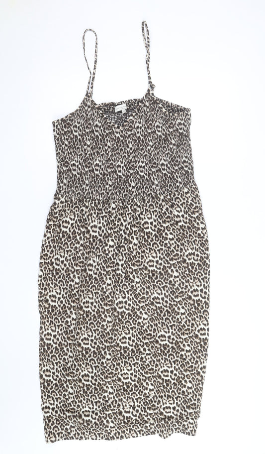 F&F Women’s Brown Leopard Print Sleeveless Slip Dress Size 10