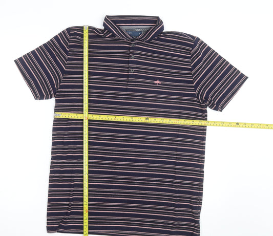 Easy Men’s Blue Striped Collared Short Sleeve Polo Shirt Size M