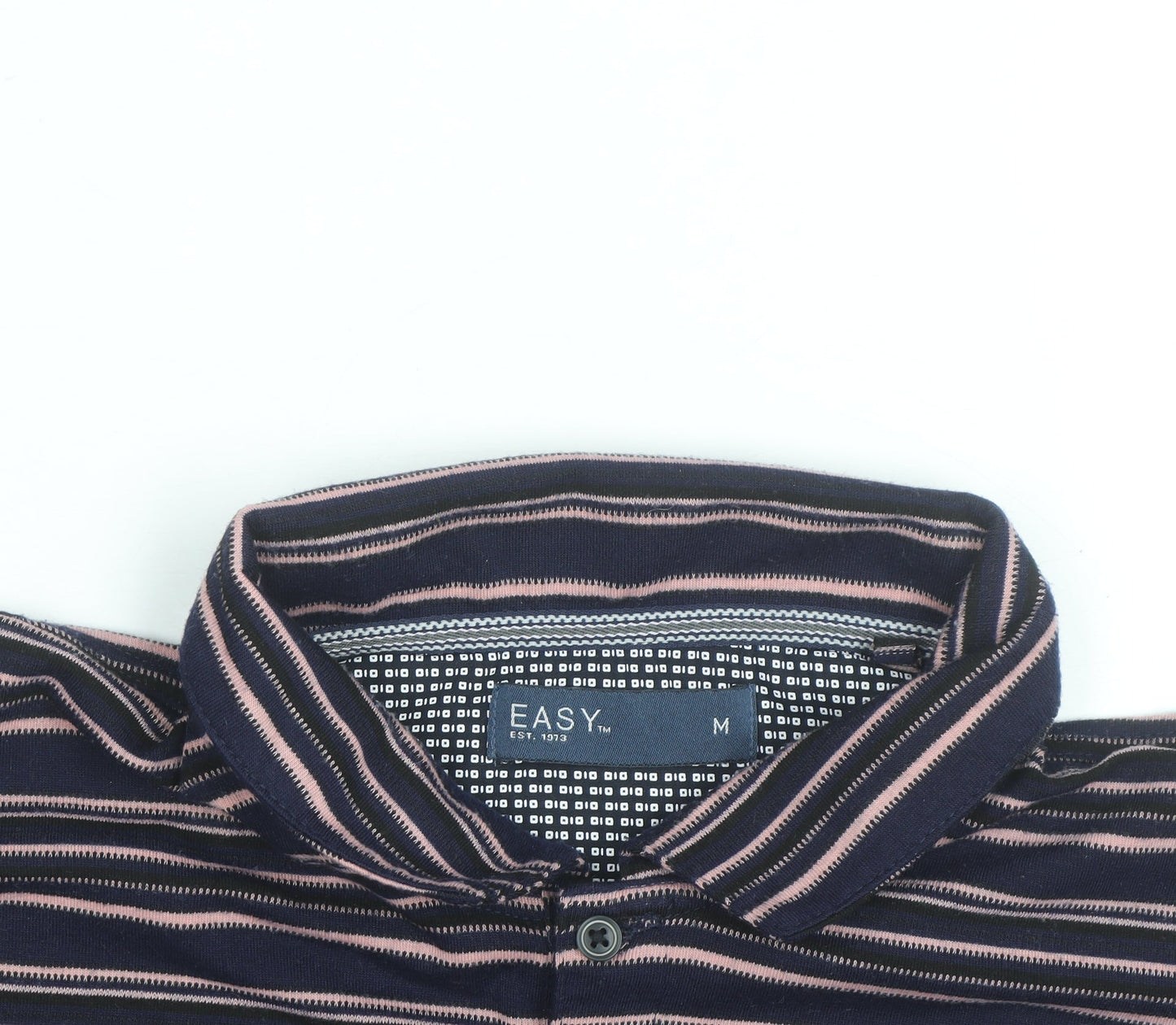 Easy Men’s Blue Striped Collared Short Sleeve Polo Shirt Size M
