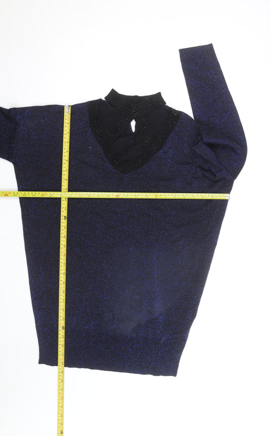 Star by Julien Macdonald Women’s Blue Sparkle V-Neck Jumper Size 14
