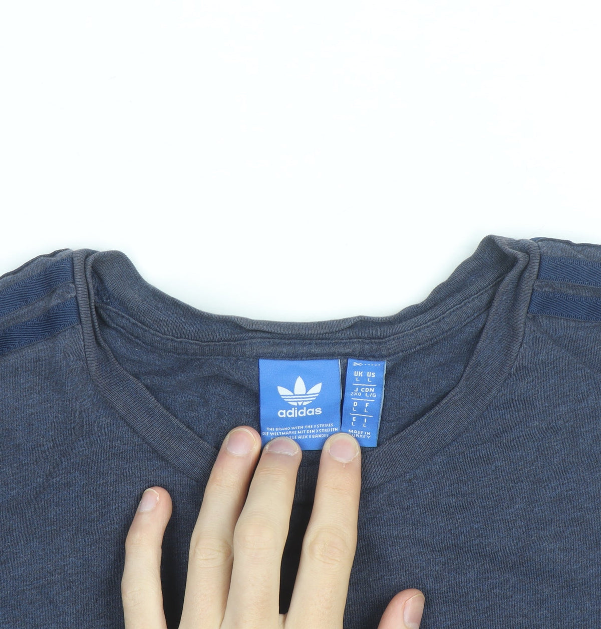 Additional view of Adidas Men's Blue Crew Neck Short Sleeve Sports T-Shirt, size L