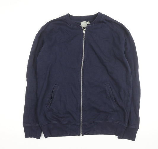 Additional front view of ASOS Men’s Blue Cotton Zip Basic Jacket, size S, Regular Fit