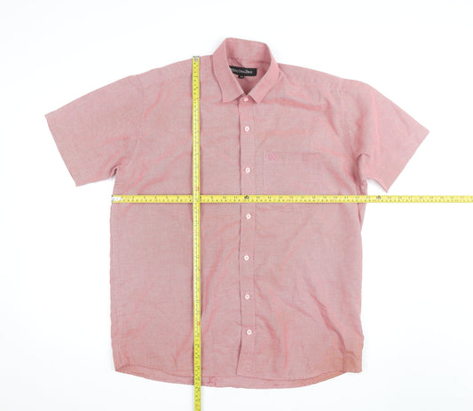 Royal Challenge Men's Red Check Short Sleeve Cotton Button-Up Shirt Size 42