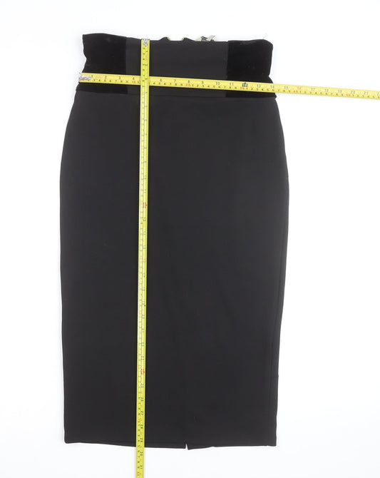 Kelly Brook Women’s Black Velvet Waist Midi Pencil Skirt Size 10