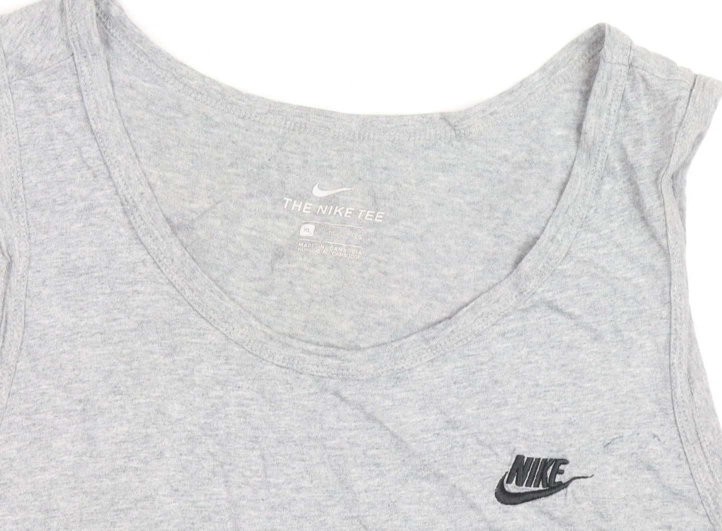 Nike Men's Grey XL Sleeveless Round Neck Logo Sports T-Shirt