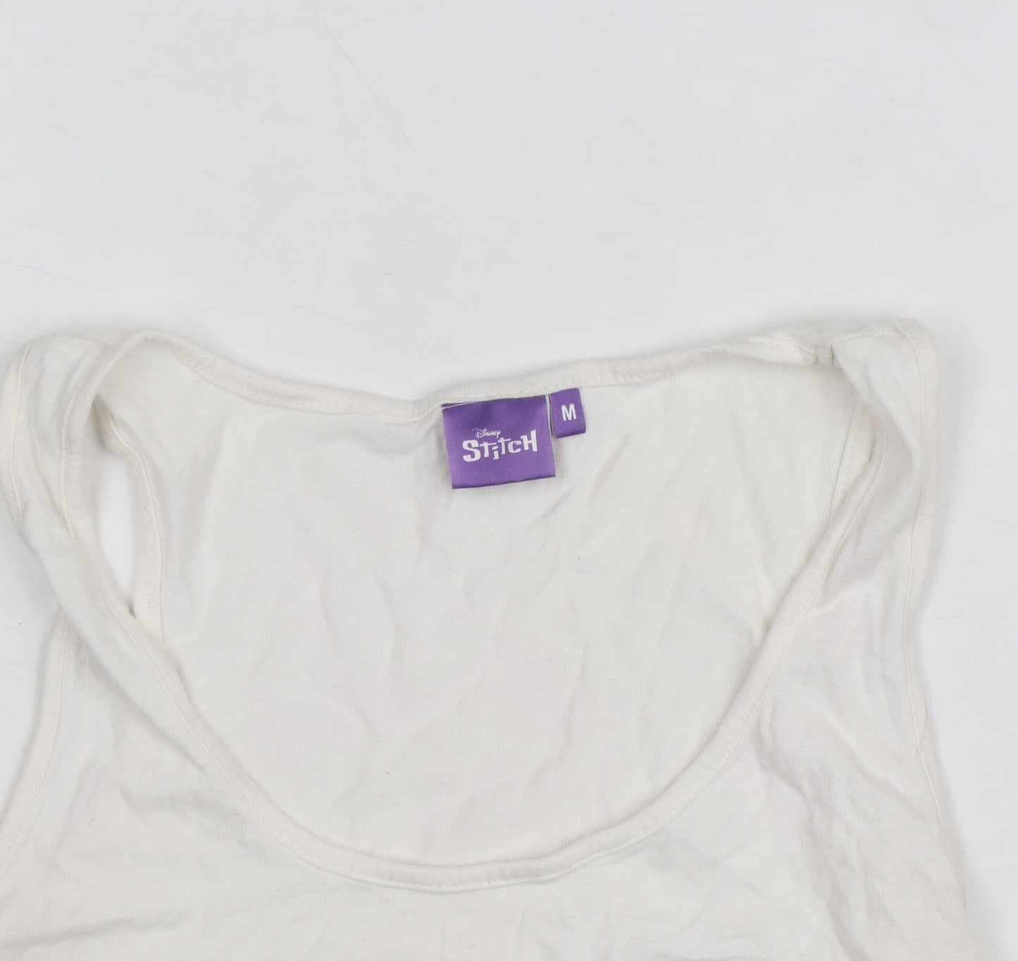Disney Stitch Women's White Camisole Tank Top M Cotton Casual Cute