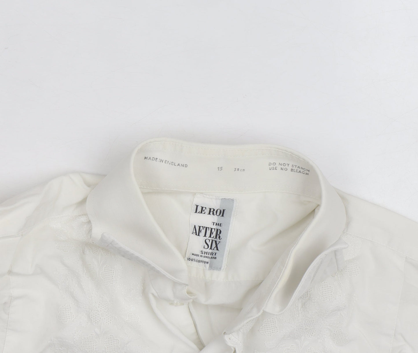 Le Roi Women's White Embroidered Cotton Button-Up Shirt L UK