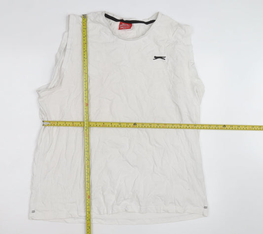Slazenger Men's White Sleeveless Crew Neck 2XL Cotton T-Shirt
