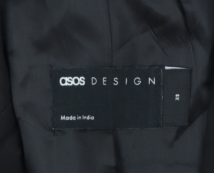 Brand and care label for ASOS DESIGN Women's Black XS Cropped Tuxedo Suit Jacket