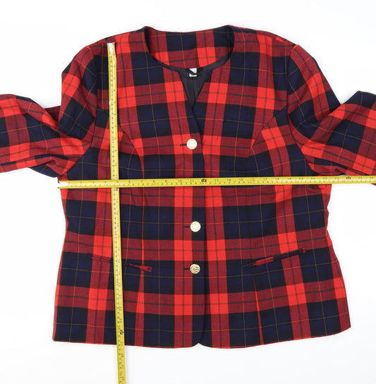 Hamells Womens Red Tartan Check Blazer Jacket UK 20 Classic Lined