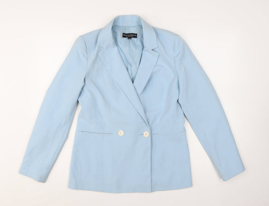 Dorothy Perkins Women Blue Double-Breasted Blazer UK 10 Polyester Blend