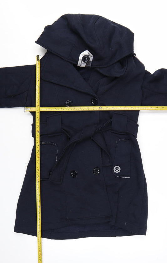 Urban Diva Women’s Blue Trench Coat Hooded Belted L