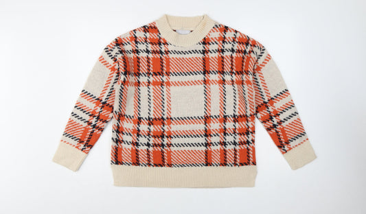 Additional front view of Red Herring Women's Beige Check Wool Blend jumper, size 10