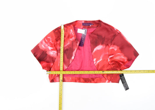 Début Women Red Floral Cropped Suit Jacket Size 10