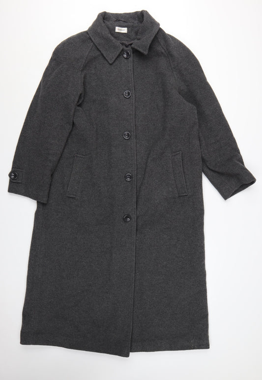 Damart Women's Grey Wool Blend Long Overcoat Size 18