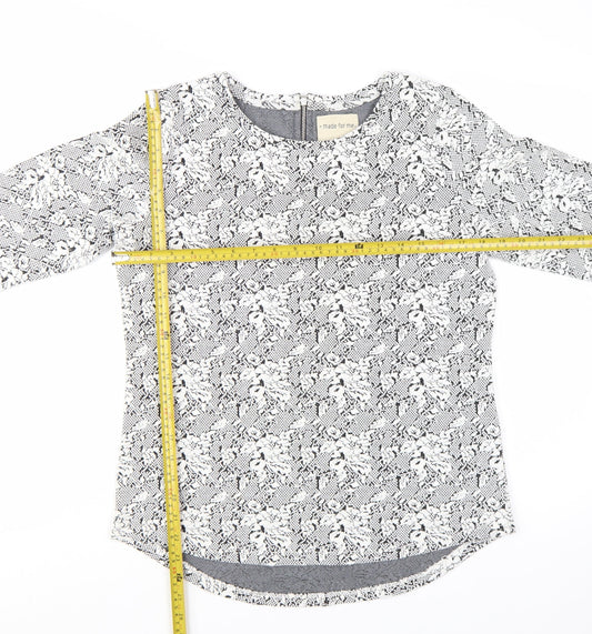Next Women’s Grey Floral 3/4 Sleeve Jersey Blouse Size 12