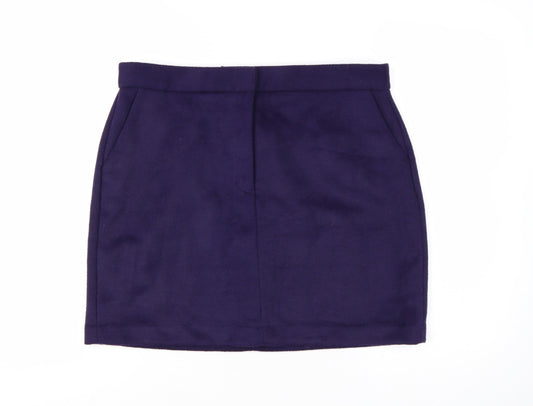 Marks and Spencer Women's Purple Wool Blend Short Pencil Skirt Size 16
