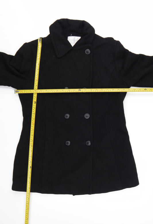Worthington Womens Black Wool Blend Pea Coat Size 12