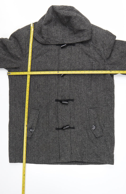 Scandia Woods Women's Grey Wool Blend Herringbone Duffle Coat Size L