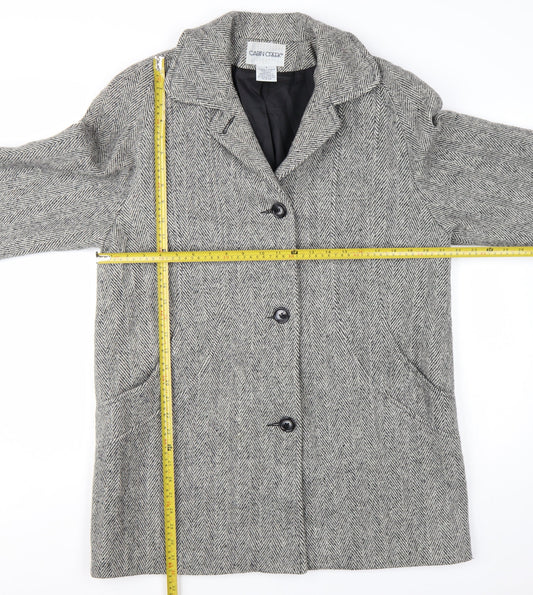 Cabin Creek Women's Grey Herringbone Wool Blend Overcoat Size 8