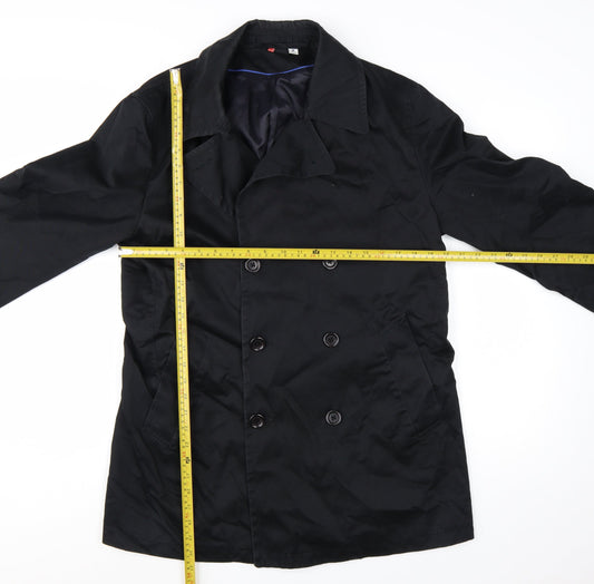 Uniqlo Men's Black Cotton Trench Coat M Mid-Length Classic