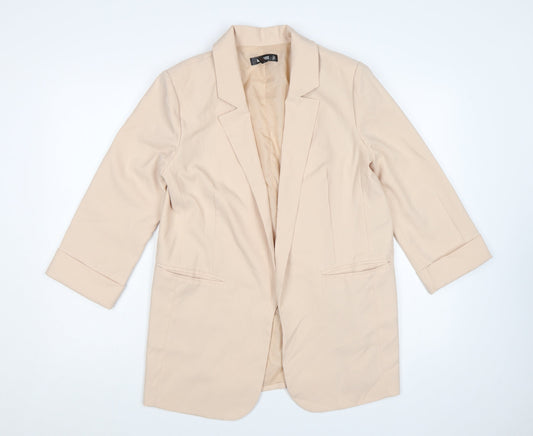 Missguided Women's Beige Blazer Jacket UK 10 Single-Breasted Lined