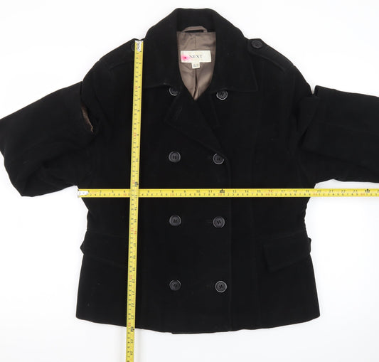 Next Women Black Cotton Double-Breasted Blazer Jacket Size 16