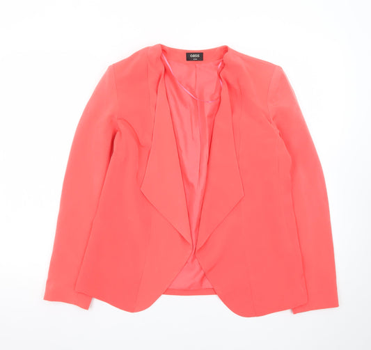 Oasis Women Pink Blazer Size 8 Regular Woven Tailored Jacket