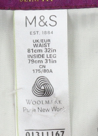 Marks and Spencer Men's Grey Wool Dress Trousers 32W 31L