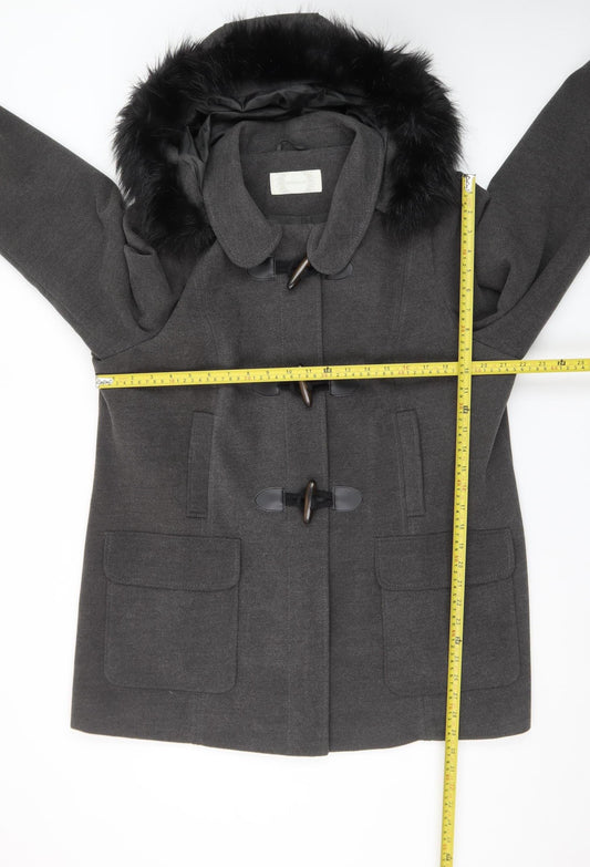 BHS Women Grey Mid-Length Hooded Duffle Coat Size 20