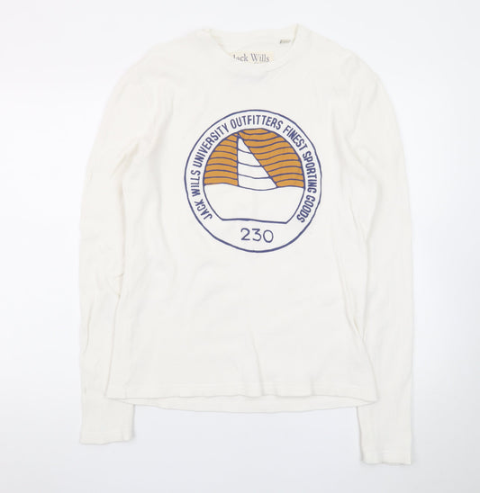 Jack Wills Men’s White Long Sleeve Crew Neck T-Shirt Size S