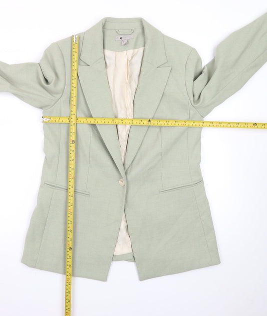 H&M Women Sage Green Single Breasted Blazer UK 14 Polyester Blend