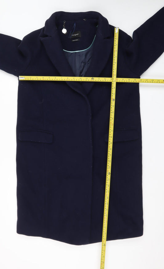 Marks and Spencer Women’s Blue Wool Cashmere Mid-Length Overcoat Size 12