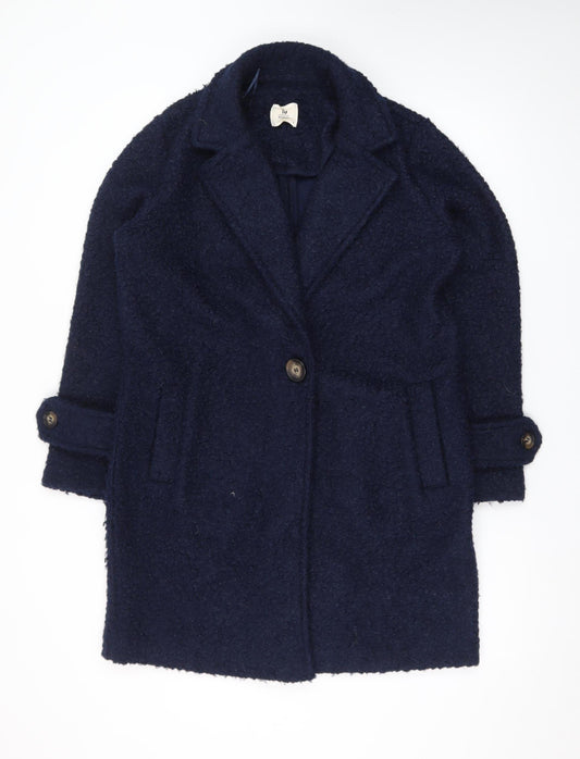 Tu Women’s Blue Mid-Length Overcoat Size 8 Lined Button Front