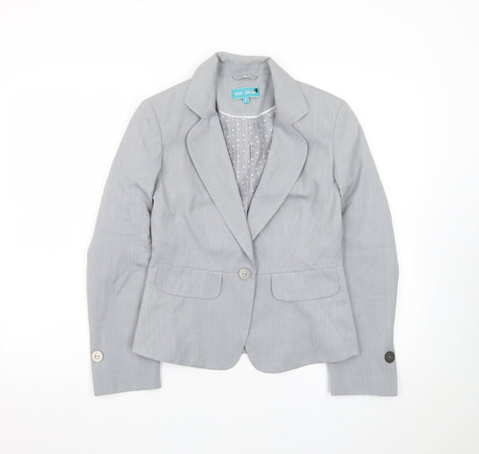 Marks and Spencer Women Grey Petite UK 8 Classic Lined Blazer