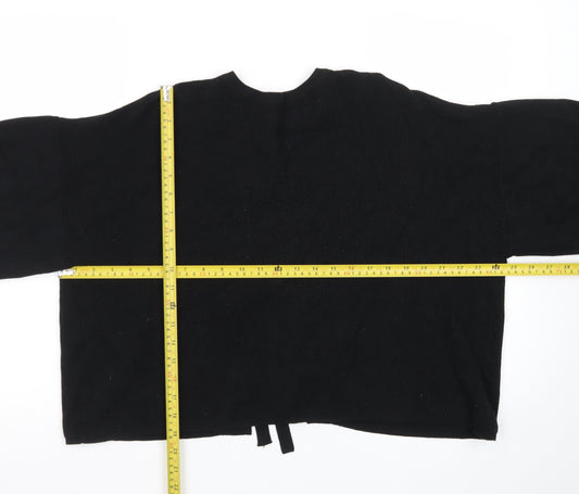 Sweewë Paris Womens Black Knit Lace-Up Cardigan M