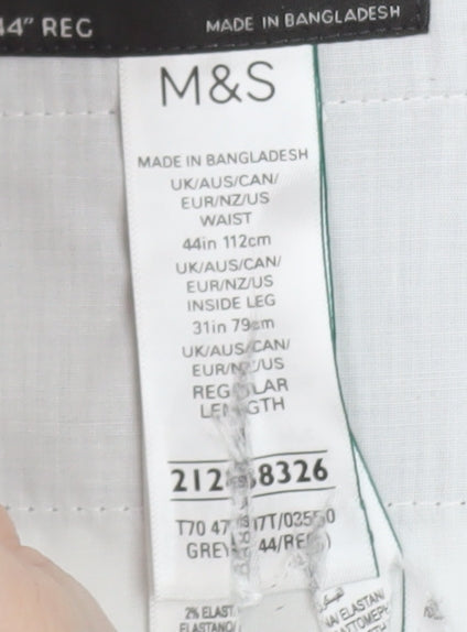 Marks and Spencer Men's Grey Checked Dress Pants 44in Waist Regular Fit