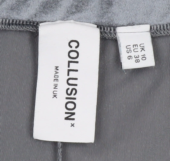 Collusion Women’s Grey Velvet Wide-Leg Trousers Size 10