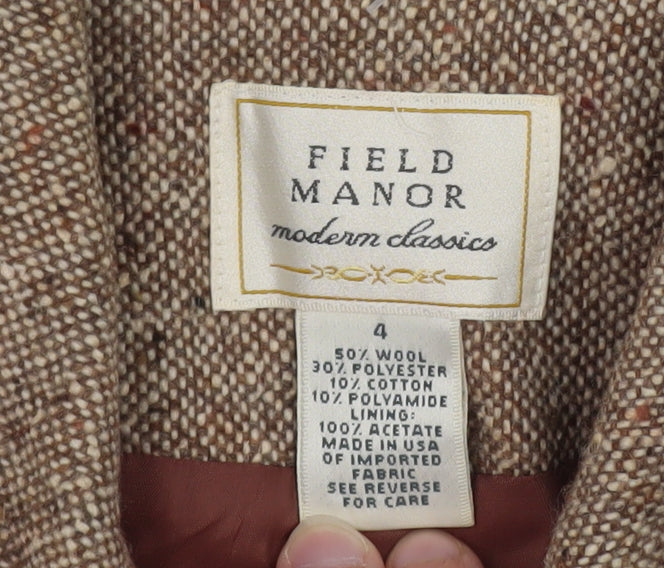 Field Manor Women's Beige Wool Blend Tailored Blazer Size 4 Classic Fit