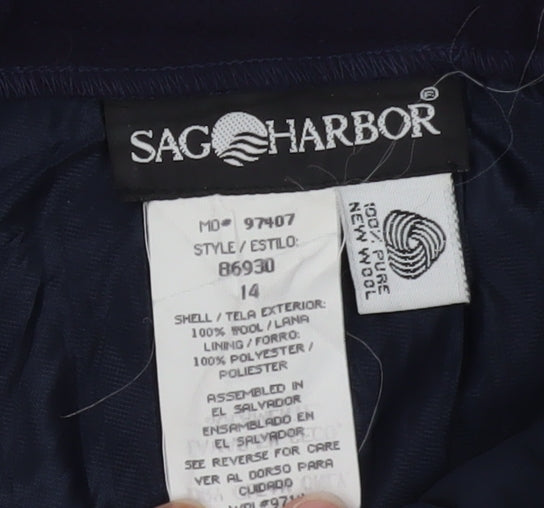 Sag Harbor Women Blue Wool Knee Length Pencil Skirt Size 14