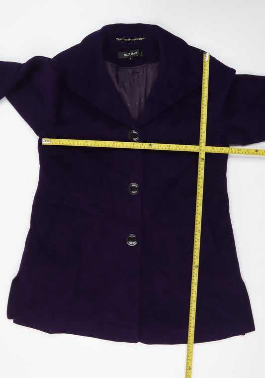 Ellen Tracy Women's Purple Wool Blend Mid-Length Overcoat Size 12