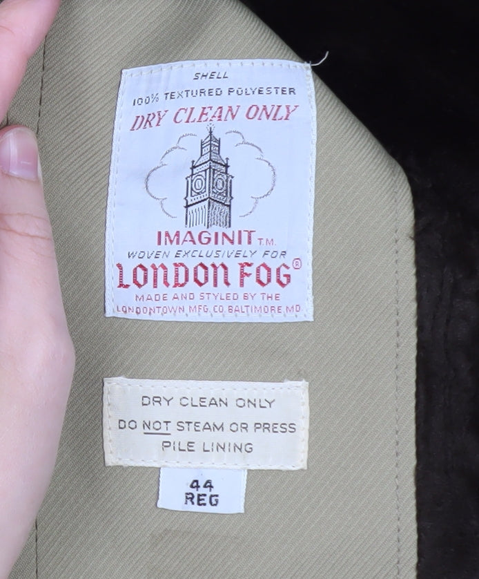 London Fog Men's Beige 44 Classic Overcoat with Faux Fur Collar