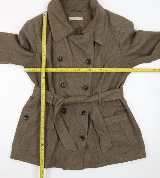 New York & Company Women's Brown Wool-Blend Trench Coat XL