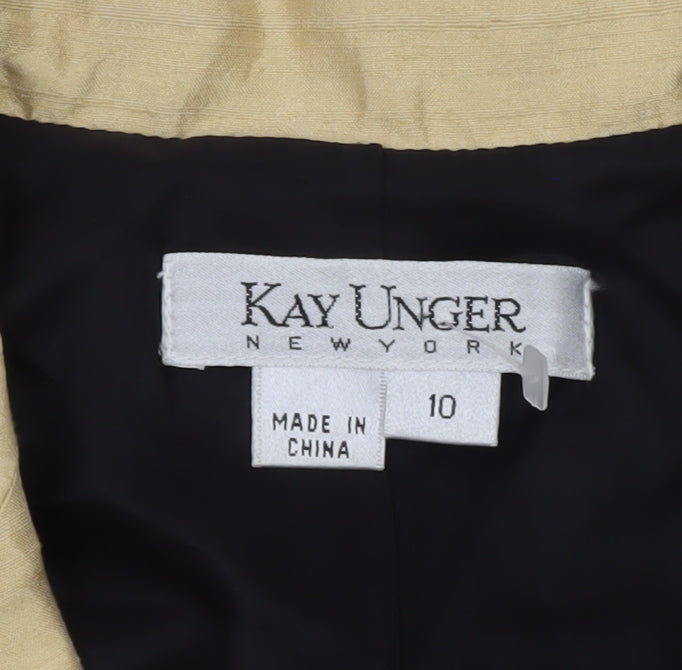 Kay Unger Women's Beige Silk Single-Breasted Blazer Size 14