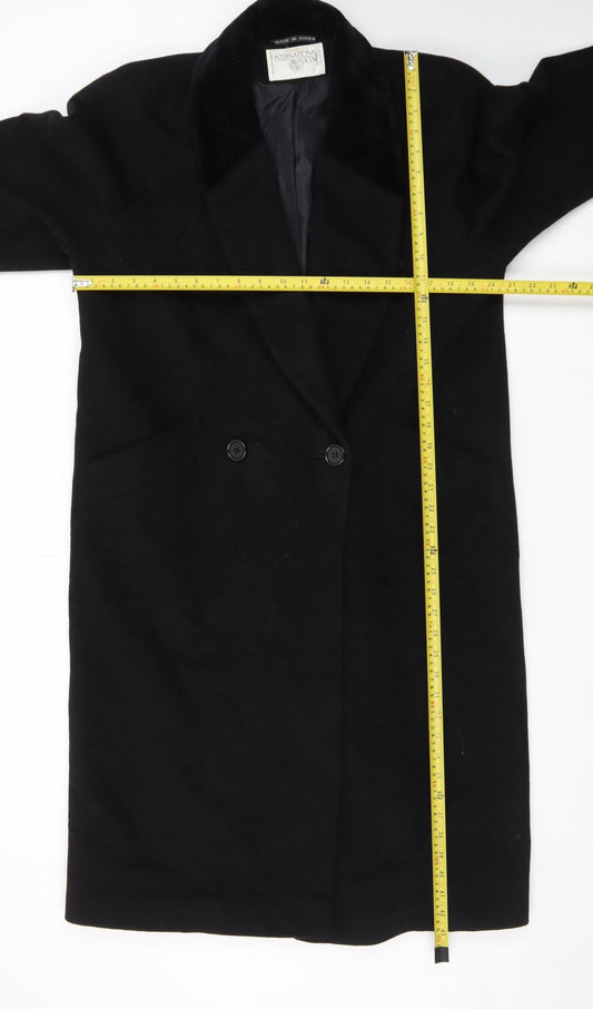 International Scene Womens Black Wool Long Overcoat Size 6