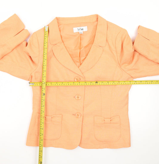 Le Suit Women's Orange Polyester Blazer Size 10 Classic Fit