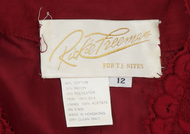 Rickie Freeman Red Lace Silk Trim Suit Top Women’s Size 12