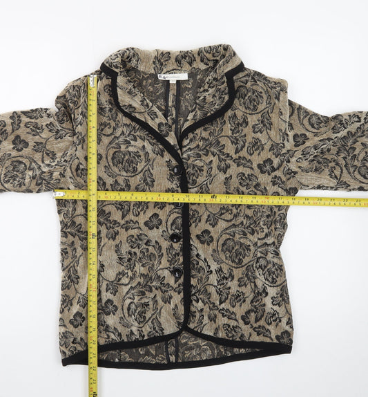 Dressbarn Women's Beige Floral Jacquard Blazer Size 8