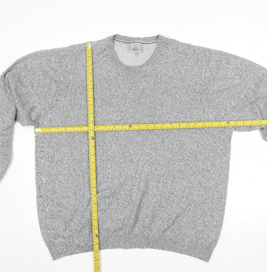 Marks and Spencer Men's Grey Cotton Blend Crew Neck Jumper XL Regular Fit